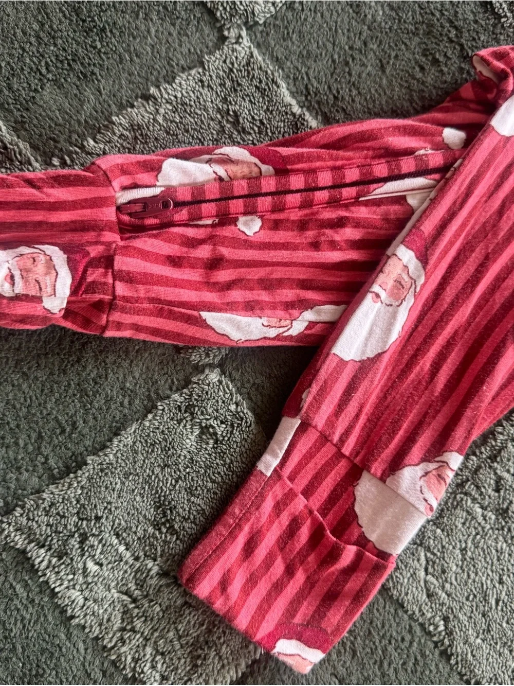 Kids Red Santa Print One-Piece Pajamas